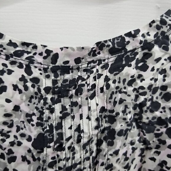 THEORY 100% Silk Leopard Pleated Scoop Neck Tank Top Size Large - Picture 8 of 10